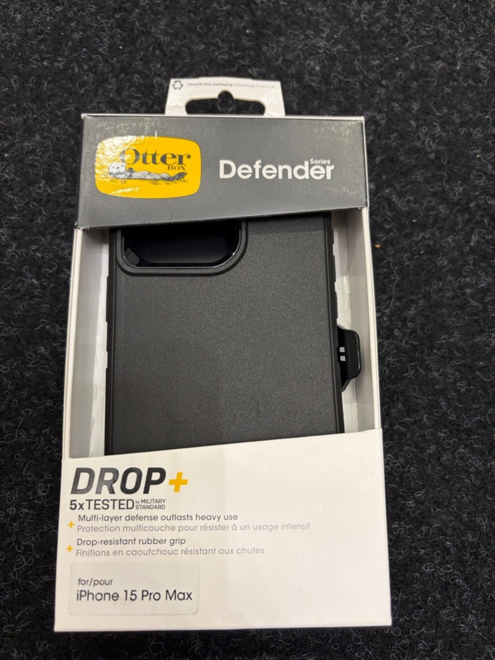 OtterBox Defender Series Black Rugged Case for iPhone 15 Pro Max